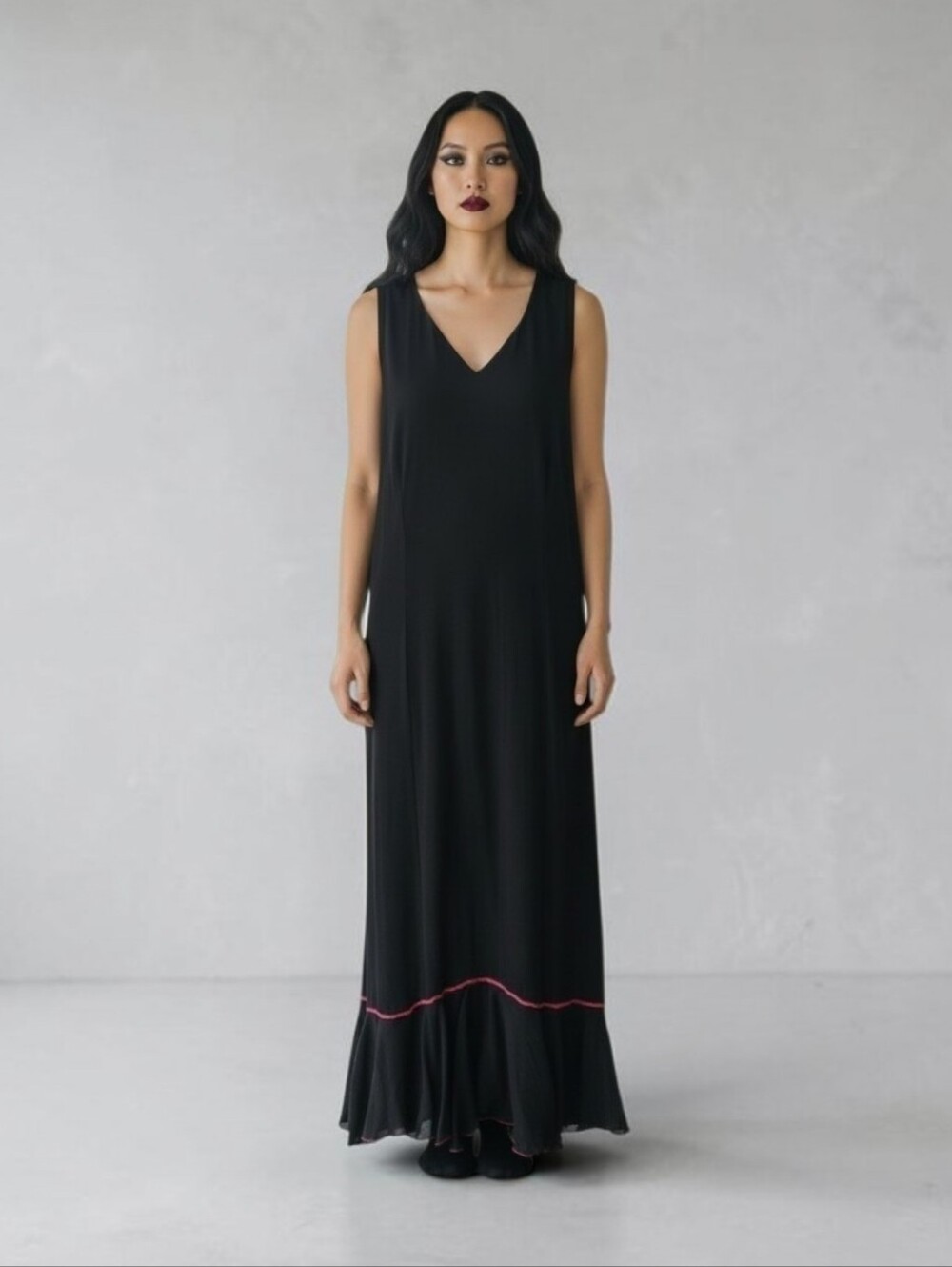 VTG Black Chiffon Maxi Dress Sz 8 Whimsygoth Goth Witch Cocktail Carol Anderson